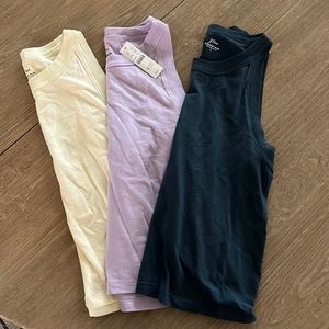 Jcrew 90s cropped organic skin cotton tanks, size large